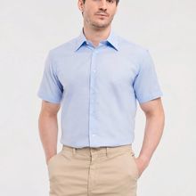 Camisa entallada de manga corta Oxford Blue S