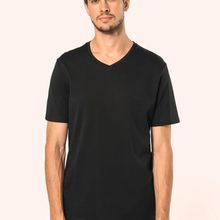 Camiseta algodón cuello de pico hombre Black S