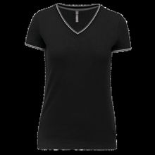 Camiseta de punto piqué mujer Black / Light Grey / White Xs