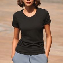 Camiseta cuello de pico para mujer Black Xs