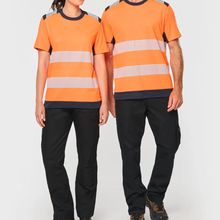 Camiseta de seguridad protección UV Hi Viz Orange / Navy Xs