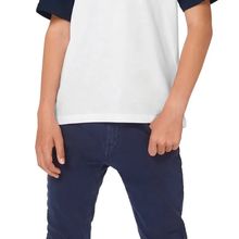 Camiseta Baseball niños algodón White / Navy 3/4 Ans