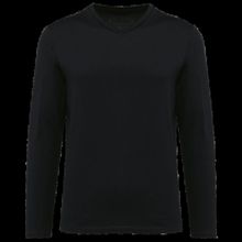 Camiseta cuello de pico hombre manga larga Black S