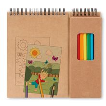Caja con cuaderno para colorear y 8 lápices de colores Beig
