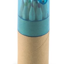 Caja tubo con 12 lápices de colores y sacapuntas Azul Transparente