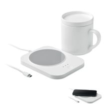 Calentador de tazas inalámbrico con taza cerámica Blanco