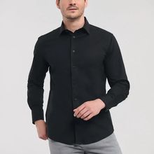 Camisa entallada larga hombre Black S