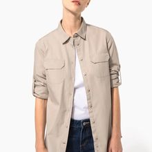 Camisa envejecida manga larga mujer