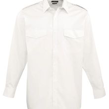 Camisa Piloto manga larga para hombre White 15 Uk