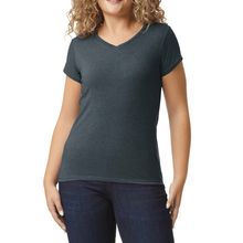 Camiseta cuello de pico para mujer de corte entallado Dark Heather S