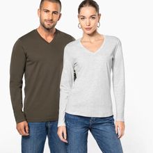 Camiseta de manga larga con cuello de pico Ash Heather S