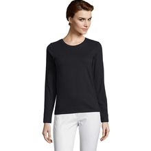 Camiseta Mujer Ajustada Manga Larga 190g Negro Profundo L