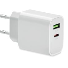 Cargador Enchufe USB 18W 2 Puertos UE Blanco