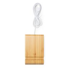 Cargador inalámbrico de bambú con soporte Crudo