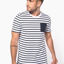 Camiseta marinero con bolsillo White / Navy Stripes S