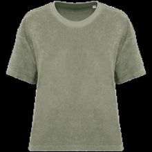 Camiseta de rizo para mujer corte oversize Almond Green Xs