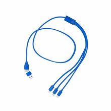 Cable cargador aluminio reciclado dual 3 salidas Azul