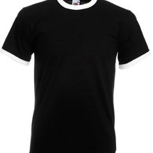 Camiseta de algodón con cuello contrastado Black / White S