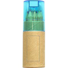 Caja tubo con 12 lápices de colores y sacapuntas | CARTON PART BACK