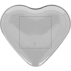 Cajita corazón de aluminio con caramelos amorosos | Frontal | 30 x 30