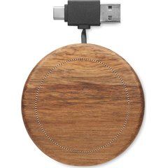 Cargador Qi Madera 15W Cable Retráctil | Superior | 55 x 55