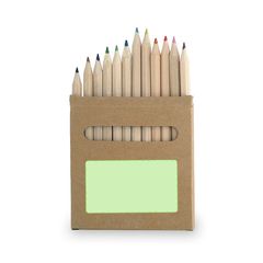 Caja de 12 lápices de color en cartón natural | Cara A | 70 x 40