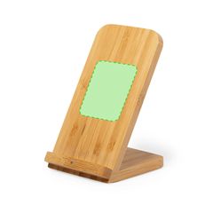 Cargador de bambú con soporte para smartphones | Centrado en el frontal | 60 x 40