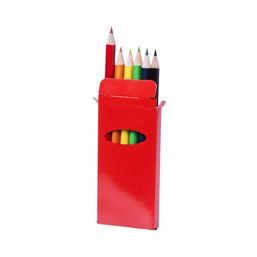 Caja colorida con 6 lápices de colores Rojo