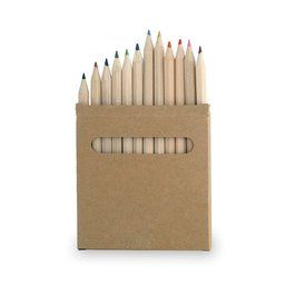 Caja de cartón natural con 12 lápices de color