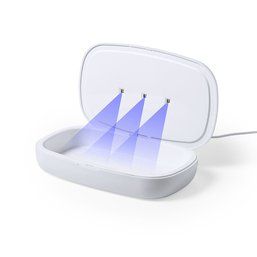 Caja esterilizadora UV con cargador inalámbrico para móvil Blanco