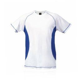 Camiseta adulto bicolor 100% transpirable con costuras de refuerzo  Azul M