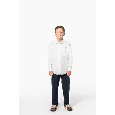 Camisa popelina de manga larga para niños