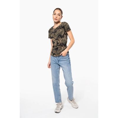 Camiseta camuflaje mujer algodón