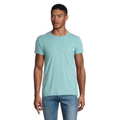 Camiseta ajustada de cuello redondo para hombre Heather Light Green L