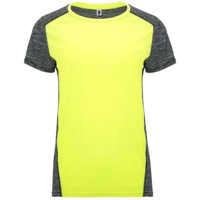 Camiseta Técnica Mujer Doble Tejido Bicolor Amarillo Fluor/Negro Vigore L