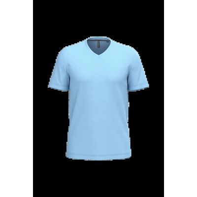 Camiseta de algodón con cuello de pico Sky Blue M