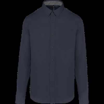 Camisa de algodón con bolsillo y cuello con botones Navy Xs