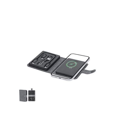 Cargador inalámbrico RPET con auriculares