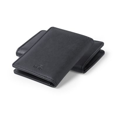 Cartera tarjetero de polipiel negra