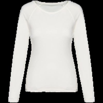 Camiseta de chica Mangas raglán Cuello redondo Washed Ivory S
