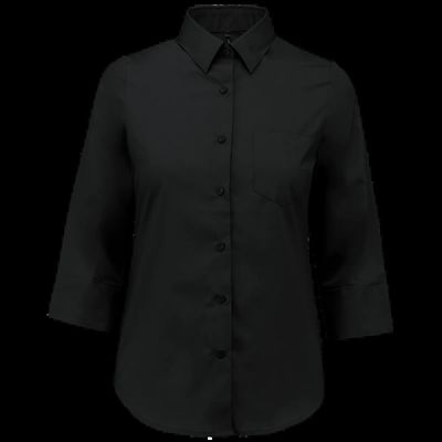 Camisa popelina media manga mujer Black Xs