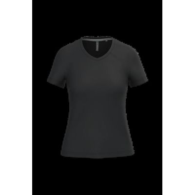 Camiseta de manga corta cuello pico mujer Black S