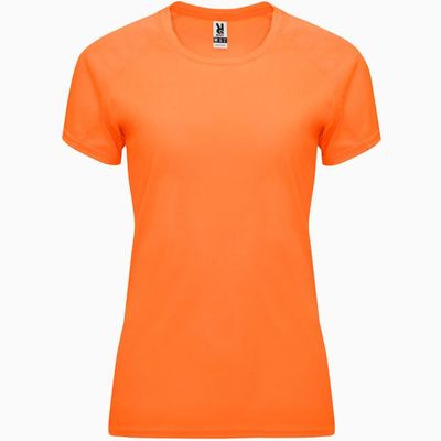 Camiseta Mujer Control Dry Entallada Naranja Fluor M
