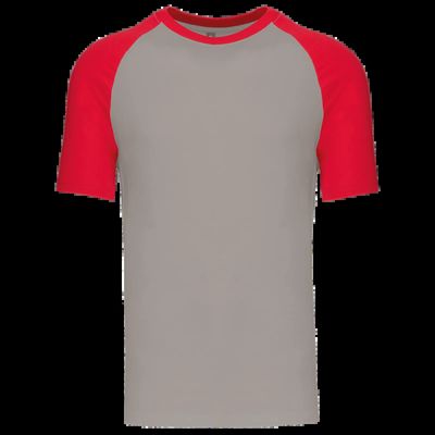 Camiseta bicolor manga corta hombre Light Grey / Red Xl