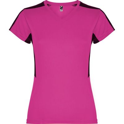 Camiseta técnica mujer manga corta Fucsia/Negro 2Xl