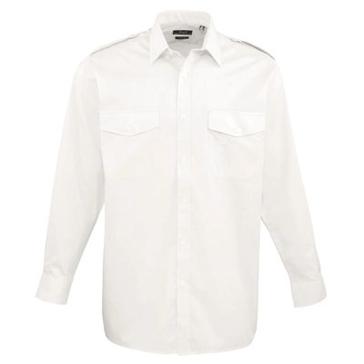 Camisa Piloto manga larga para hombre White 15 Uk
