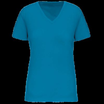 Camiseta de mujer cuello de pico Tropical Blue M