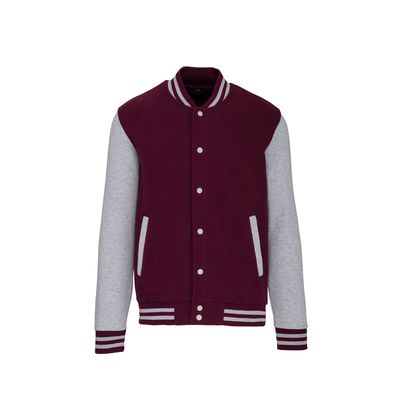 Cazadora béisbol unisex Wine / Oxford Grey Xl