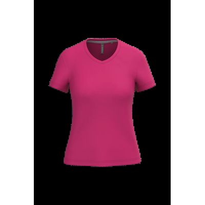 Camiseta de manga corta cuello pico mujer Fuchsia M