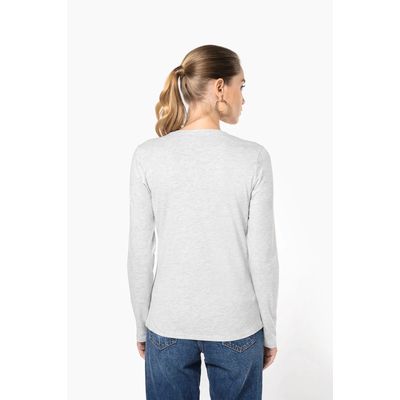 Camiseta manga larga mujer algodón entallada
